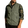 thumbnail image 3 of Men's Solid Color Sleeveless Vest Jacket Nylon Spandex Stand Up Collar Full Zip Cardigan With Multiple Pockets Lightweight Outerwear Casual Daily Travel | Zenithor,Army Green 6XL, 3 of 9