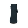 thumbnail image 6 of BLISSFUL STEP Women's Boots Faux Suede Ankle Booties Block Heel Round Toe Buckle Side Zip Boots Navy Blue 9, 6 of 7