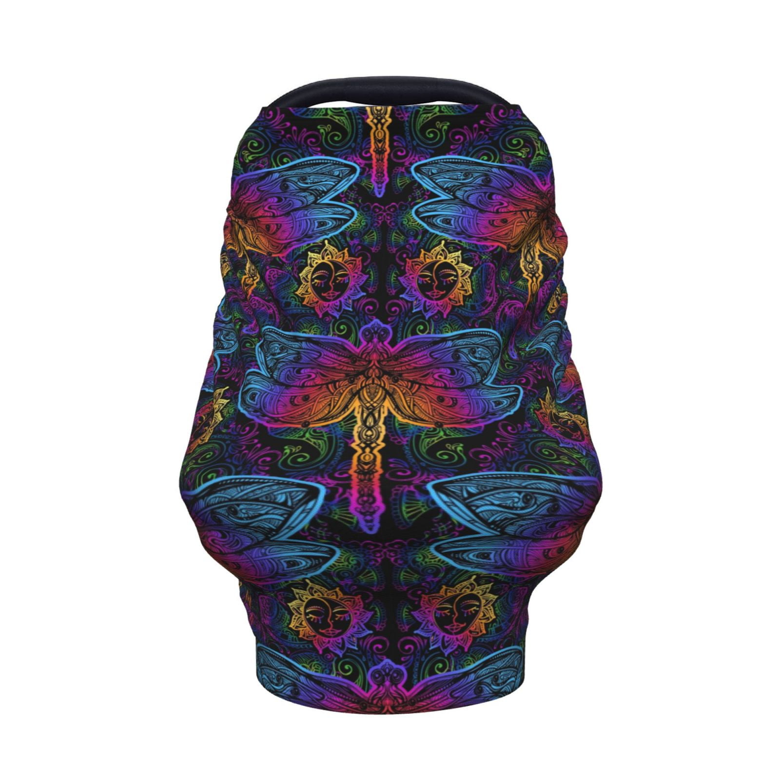 Fotbe Indian Mandalas Dragonfly Pattern Car Seat Covers for Babies, Nursing Breastfeeding Cover Infant Carseat Canopy, Soft Stretchy Carrier Cover