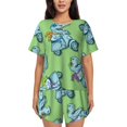 thumbnail image 1 of Lsque Motorcycle Riding Dinosaur Women's Short-Sleeved Pajama Set - 2 Piece Soft and Lightweight Sleepwear Set-Medium, 1 of 6