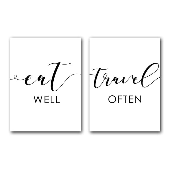 Eat Well, Travel Often, Set of 2 Posters, Minimalist Art, Typography Art, Bedroom Wall Decor