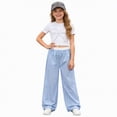 thumbnail image 3 of HCNTES Teen Girls Spring Fall Summer Clothes 2 Piece Outfit Set T-Shirt Top + Cargo Pants Tween Girl School Clothing Set Size 8-12Y(P05-Light Blue,12-13 Years), 3 of 9