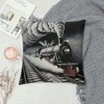 thumbnail image 2 of Shiartex Steam Engine Throw Pillow Cushion Cover, Locomotive Red Black Train on Steel Railway Track Travel Adventure Graphic Print, Decorative Square Accent Pillow Case, White, 2 of 5