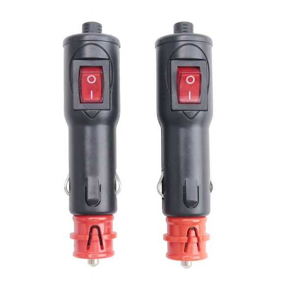 2 PCS Power Adapter Connector 12V Car Plug with Fuse and Switch 20mm Cig / 12mm DIN for Euro Vehicle Electrical Socket