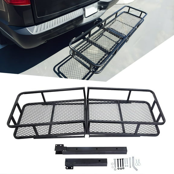 500 lbs Hitch Cargo Carrier Mounted Basket Foldable Luggage Rack w/ 2" Receiver