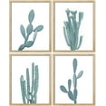 thumbnail image 3 of PixonSign Framed Wall Art Pastel Teal Southwest Desert Cactus Print, Set of 4 Nature Succulent Plants Wall Decor Prints, Botanical Floral Wall Décor, Rustic Home Artwork - 11"x14" Natural, 3 of 5
