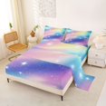 thumbnail image 2 of Manfei Galaxy Starry Sky Queen Sheets, Glitter Stars Print Queen Sheet Sets, Pink Blue, 4pcs, 1 Flat Sheet, 1 Fitted Sheet and 2 Pillowcases, 2 of 6