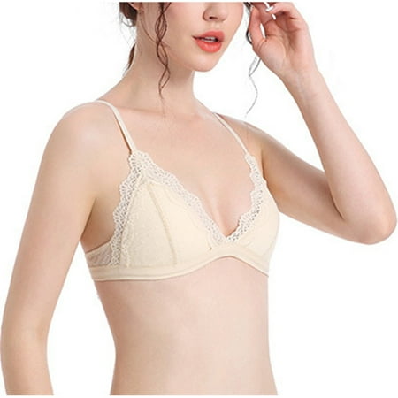 

BUIgtTklOP Bras for Women Rimless Bra Thin Cup Girl Comfortable Lace Underwear Beige S