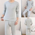thumbnail image 6 of comerut 2 Pcs/Set Winter Men Thermal Underwear Set Round Neck Long Sleeve Warm Thick Plush Plus Size Slim Fit Elastic Open Crotch Men Pajamas Set Homewear Clothing, 6 of 8