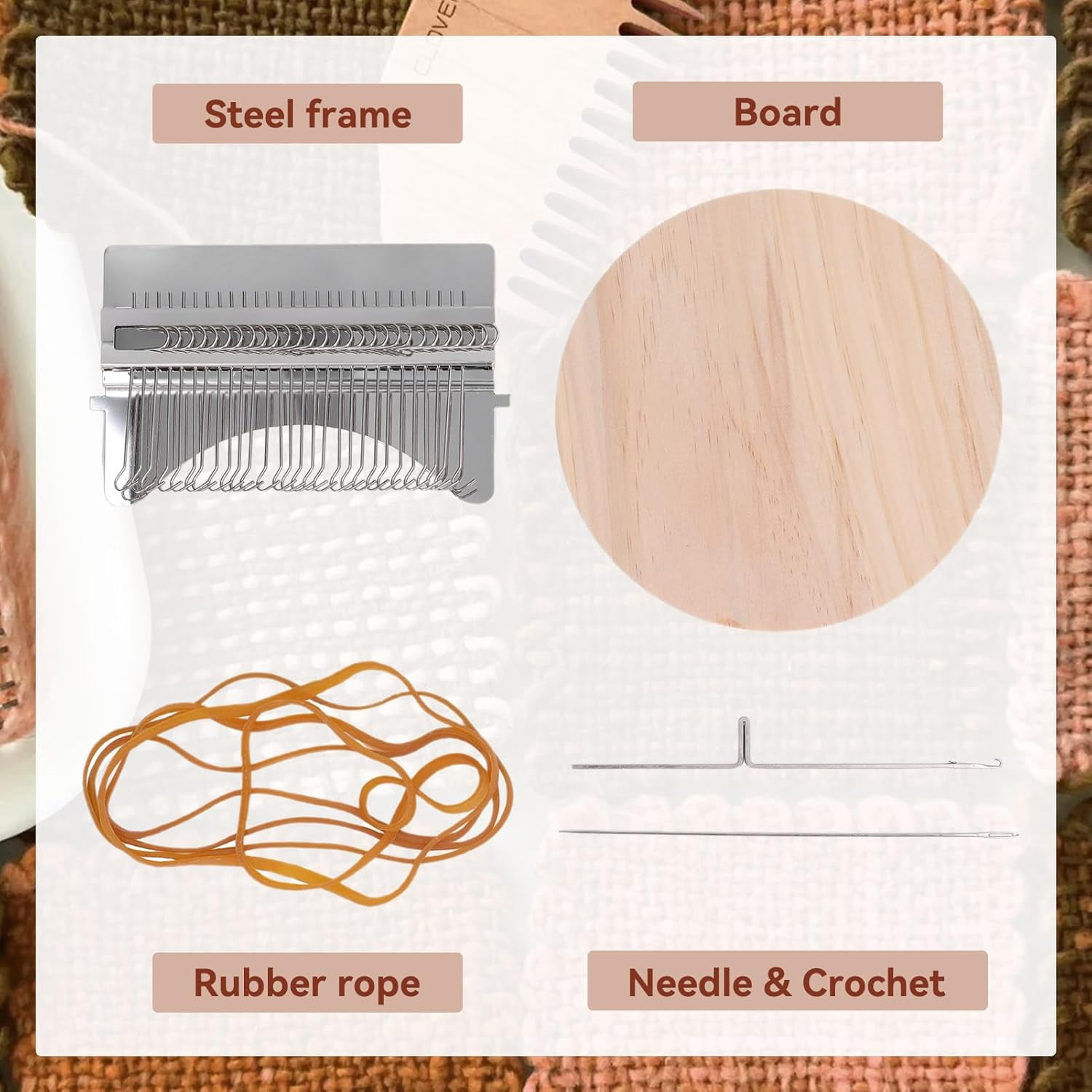 CATPAN Small Weaving Loom, 28 Pins Darning Loom Mini Loom Machine Wooden Weaving Loom Kit Arts Darning Tool for Mending Jeans Socks Clothes