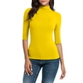 thumbnail image 3 of BVOFAR Womens Turtleneck Shirts Casual Elbow Sleeve Fitted Tops Fall Fashion Basic Tops Fall Winter Thermal Underwear Clothes, 3 of 10