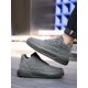 thumbnail image 3 of Men's Solid Color Grey Lace-up Front Sports Skate Shoes, Minimalist Style Round Toe Thick Bottom Height Increasing Athletic Shoes, 3 of 4
