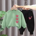 thumbnail image 2 of TOWED22 Toddler Baby Girl Clothes Toddler Outfit Cute Graphic Sweatshirt Tops + Pants Set Fall Winter Clothing for Girls Size:4-5 Y,Color:F, 2 of 4