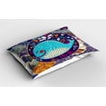 thumbnail image 2 of Ambesonne Whale Pillow Sham 2 Pack, Bubble Waves Starfish, 30"x20", Purple Aqua, 2 of 3