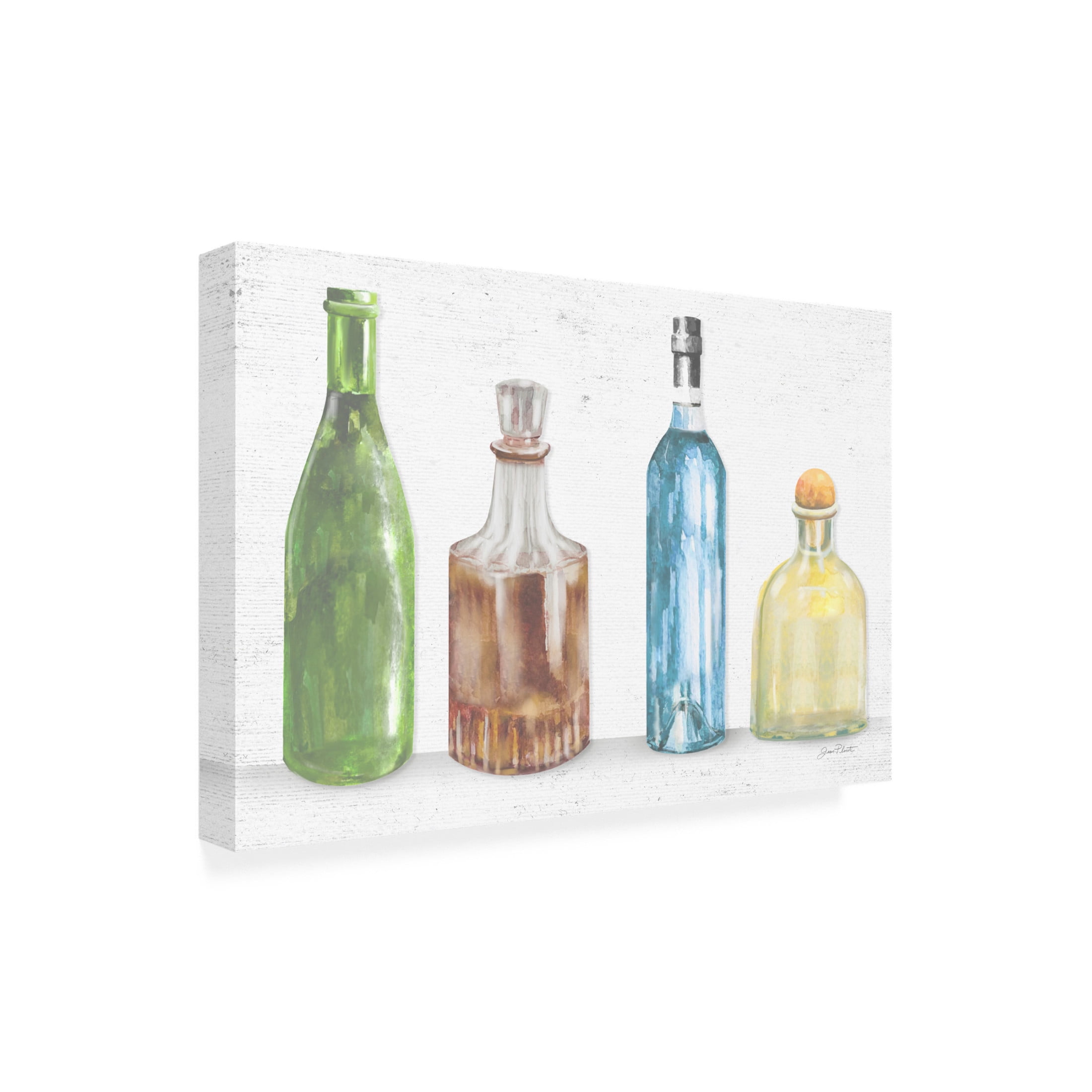Canvas Wall Art - Jean Plout 'Glass Bottles B' Wall Art for Living Room, Bedroom, or Office Décor by Trademark Fine Art - 47 x 30 Inches