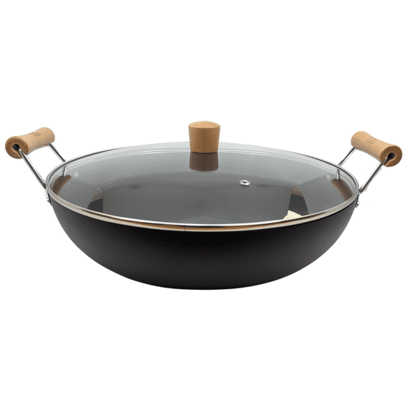 Verka Hard Anodized Iron Wok, Karahi (Karahi), 36 cm, With Lid