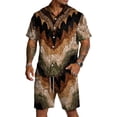 thumbnail image 2 of Mens Short Sleeve 2 Piece Sets Retro Texture Print Button Down Casual Summer Beach Vacation Shirt and Shorts Outfit, 2 of 6