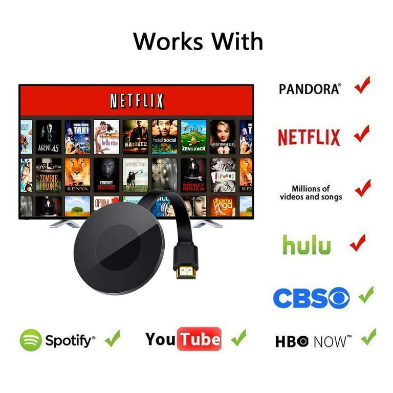 Adaptador inalámbrico HDMI Display dongle 1080p Conexión directa No  necesita aplicación Streaming Películas, Receptor LiveTV Video/Audio de  iPhone
