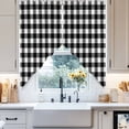 thumbnail image 4 of Farmhouse Rural Swag Valances for Windows 2 Pack Style White and Black Plaid Swag Kitchen Curtains 45 Inches Long Rod Pocket Short Window Treatment for Kitchen Bathroom 36"x45", 4 of 8