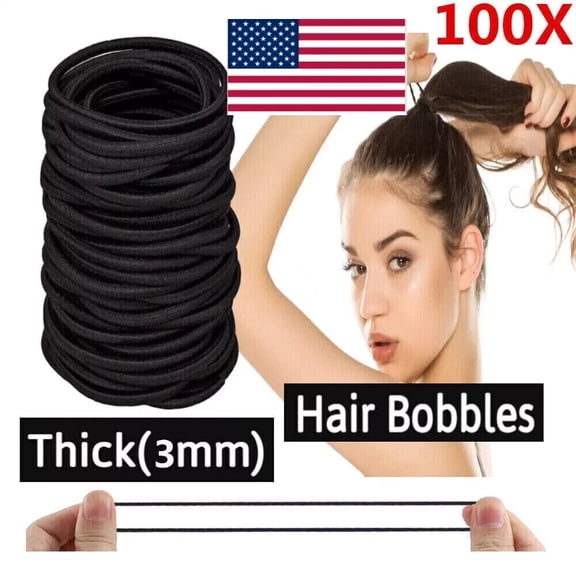 Hair Ties for Thick Hair, Black Hair Ties Ponytail Holders Men women girls 24 pc