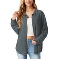 thumbnail image 6 of JWD Women's Blouses Long Sleeve Knitted Shacket Jacket Lightweight Button-Down Shirts Gray Green XL, 6 of 10