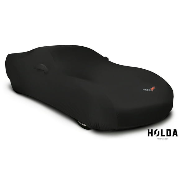 Holda HQH436 Custom Car Cover SuperStretch Black for C6 Corvette 2005-2013 with C6 Flag licensed color logo