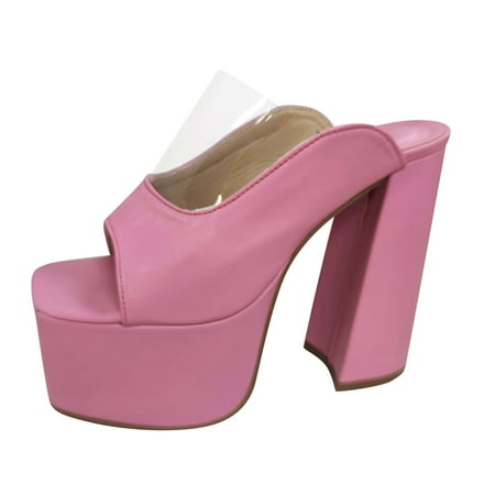 

Youmylove Women Shoes Fashion Casual Slippers Thick Sole Thick High Heel Fish Mouth Sandals Trendy Leisure Simple Shoes Female Footwear