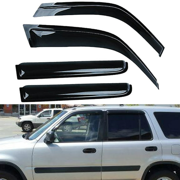 4Pcs JDM Style Vent Smoke Window Visor, Side Window Sun Rain Guard With Outside Mount Tape-On Type, Custom Compatible With For 1997-2001 CR-V