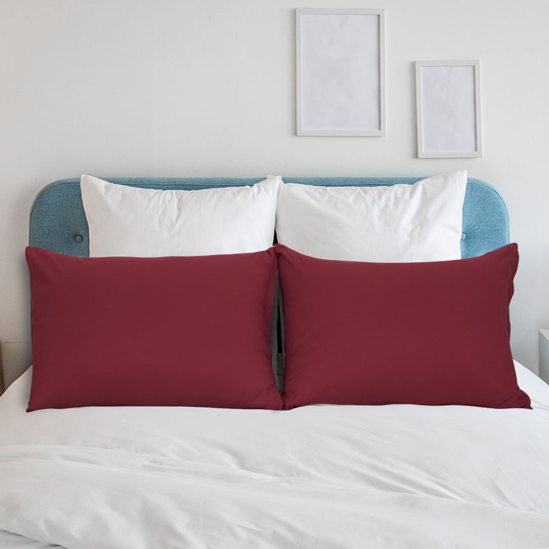 Unique Bargains 2-Piece Soft Microfiber Pillowcases, Standard, Burgundy