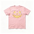 thumbnail image 4 of Mens Halloween Jack O'Lantern Pumpkin Face Print Crew Neck Short Sleeve T-Shirt, Soft Casual Holiday Graphic Tee for Halloween Party Daily Outdoor Wear(Pink,M), 4 of 5