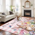 thumbnail image 3 of Pink Easter Area Rugs Collection 6'x9', Spring Watercolor Tulip Flower Plant Plaid Non Slip Indoor Rectangle Throw Runner Rug Floor Mat Carpet for Living Room Dining Table Bedroom Nursery, 3 of 9