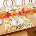 thumbnail image 4 of Fall Placemats Set of 6 Autumn Leaves Wild Flowers Harvest Farmhouse Fall Table Mats Thanksgiving Seasonal Linen Style Waterproof Kitchen Dining Table Decoration Indoor Outdoor 12x18 Inch, 4 of 6