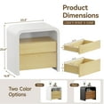thumbnail image 3 of Set of 2 24" White & Walnut Nightstands, Modern Bedside End Tables with Curved Anti-Collision Design, 2 Drawers & Open Shelf for Bedroom, 3 of 9