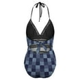thumbnail image 4 of One Piece Swimsuit Women Tummy Control - V Neck Blue Gingham Buffalo Check Halter Swim Suits for Women 2025, Padded Full Coverage Bathing Swim Suit for Women, 4 of 7