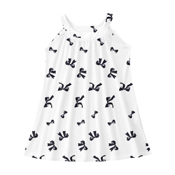 Kiijoy Girls Summer Sleeveless Dress Bow Print Beach Swim Cover Up Sundress, Sizes 4-14