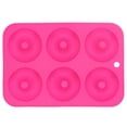 thumbnail image 1 of Molde para donas de 6 rejillas, molde redondo de silicona para pastel de chocolate, molde para pan, bandeja para hornear, accesorio, rojo rosa, 1 of 14