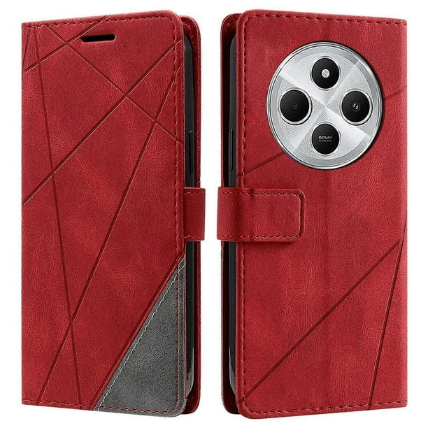 Leather Case for Xiaomi Poco C75 4G Redmi 14R 5G 14C 4G Splicing Wallet Phone Cover - Green