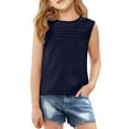 thumbnail image 5 of HUITKMM Girls Shirts Girls Solid Sleeveless Crewneck Vest T Shirts Tops Tee Clothes for Children, 5 of 5