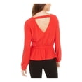thumbnail image 2 of BAR III Womens Red Long Sleeve V Neck Top Size: XXL, 2 of 4