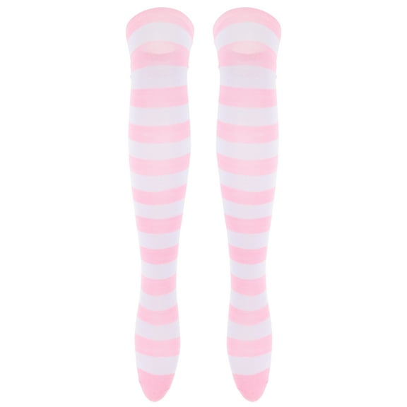 MUSEYA 1 Pair of Women's Pink and White Striped Socks for Cosplay