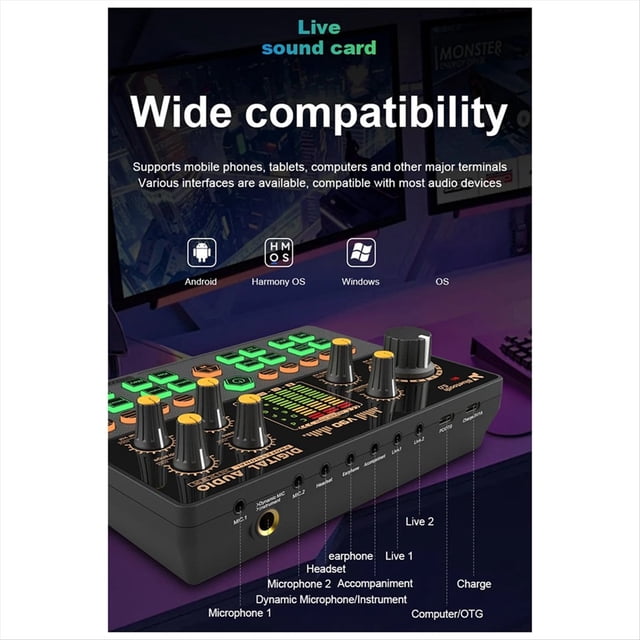 Tarjeta de Sonido V90 Micrófono de Condensador de Audio Profesional Micrófono de Estudio para Canto para Karaoke Grabación de Podcasts Transmisión en