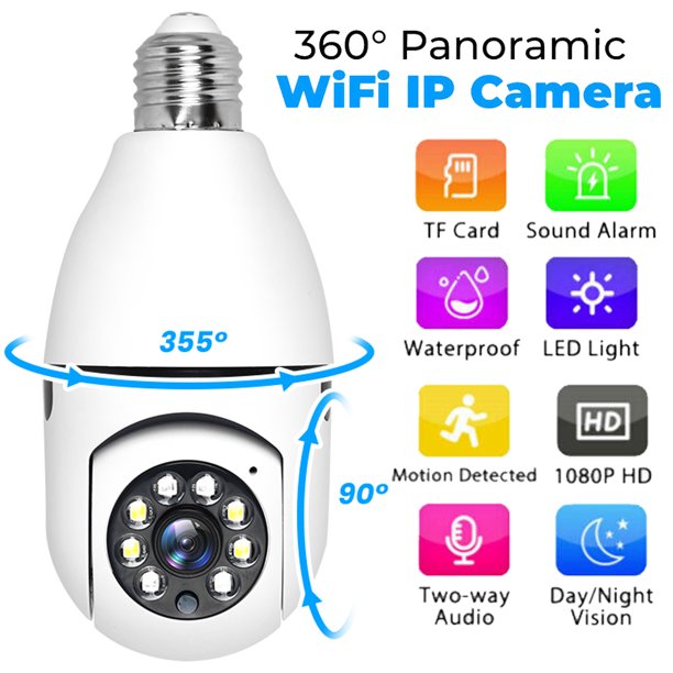 WiFi Light Bulb Camera 1080P Wireless 360 Degree E27 Panoramic IP