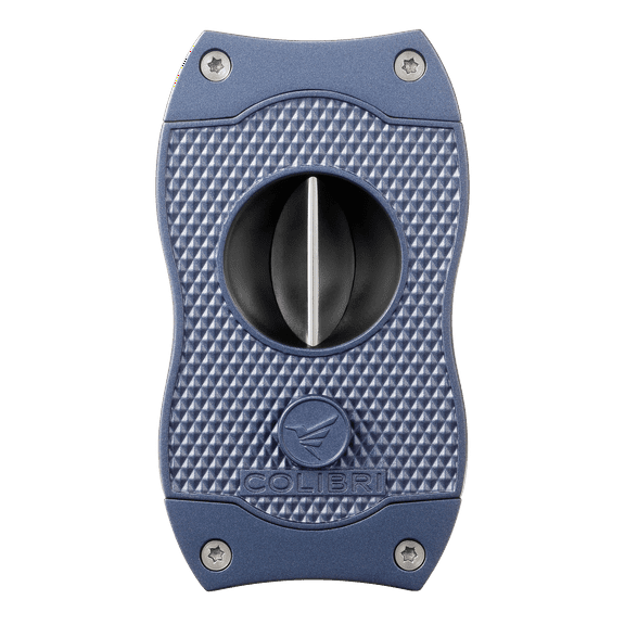 Colibri Premium Diamond V-Cut Cigar Cutter - Ergonomic Stainless Steel Spring-Loaded Blade, Ideal for up to 60 Ring Gauge - Gift for Cigar Enthusiasts (Navy)