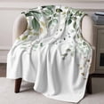 thumbnail image 3 of Throw Blanket for Couch Eucalyptus Leaf Soft Fleece Flannel Blankets Cozy Lightweight Blanket for Home Sofa Living Room Watercolor Leaf Bed Throws 50" x 60", 3 of 9
