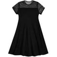 thumbnail image 4 of YWOAGH Girls Dress Solid Color Mesh Stitching Cute Summer Short Everyday Dress Girls Dresses for Casual Wear Black 5-6 Years, 4 of 4