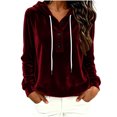 thumbnail image 2 of MLCDZ Womens Velour Hoodies Casual Loose Fit Button Hooded Long Sleeves Drawstring Sweatshirt Lightweight Breathable Golf Camping Pullovers, 2 of 9