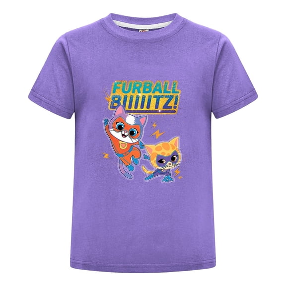 Kids Cartoon T-Shirt Featuring Super Kitties – Boys Girls Colorful Tee – Summer Short Sleeve Top – Cute Character Shirt – Fun Birthday Gift