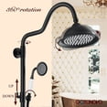 thumbnail image 3 of gotonovo Matte Black Exposed Shower Brass Pipe Shower Faucet Bathroom Shower Combo Set Rainfall Shower Head Handheld Spray Bathtub Shower 8 Inch 3 Function Vintage Wall Mounted Double Cross Knobs, 3 of 9