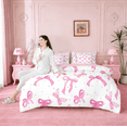 thumbnail image 4 of jejeloiu Cartoon Bowtie Twin Bedding Sets 7-Piece,Bow Bowknot Bedding Comforter Set,Pink White Sheet Sets For Girl,Microfiber Room Decor Reversible, 4 of 7
