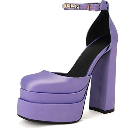 

THESHY Womens Platform Chunky High Block Heels Ankle Strap Buckles Wedge Dress Pumps Fashion Shoes for Women
